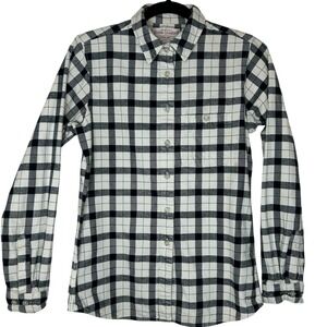 Filson Vintage Flannel Work Shirt Cotton Shacket Cream/Black Plaid Women's Small